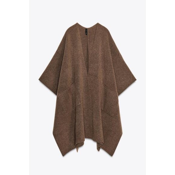 ZARA LONG KNIT CAPE - Picture 7 of 9